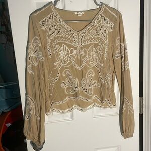 Ultra Pink Long Sleeve Tan Shirt NEVER WORN